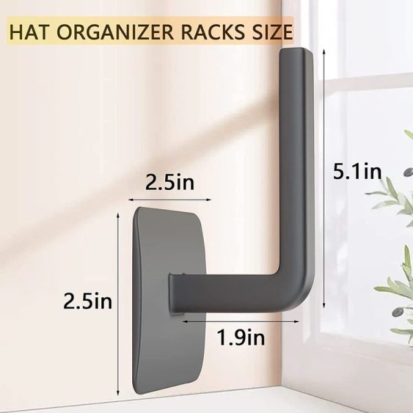 2pcs Baseball Hat Wall Self-Adhesive Hanging Shelf Rack Hook (White) - Image 2