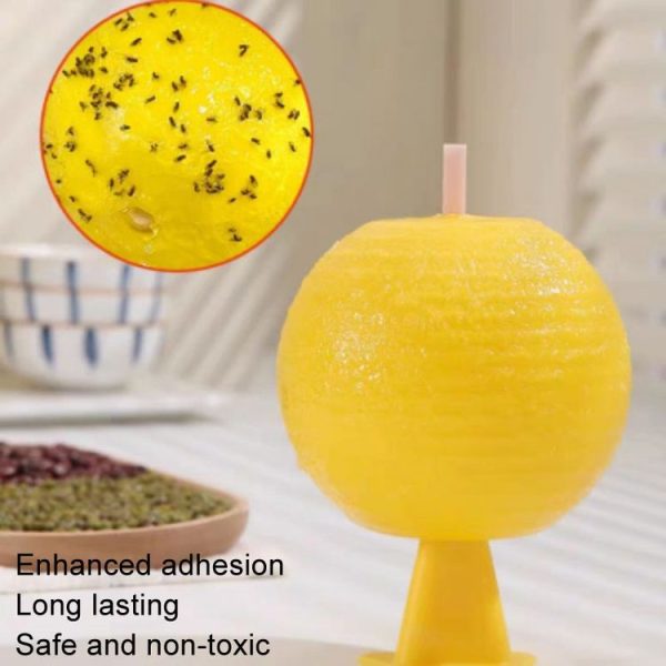 8cm Fruit Fly Balls for Indoor Use Insect Trap Sticky Insect Balls (Yellow With Base+Double-side Glue) - Image 7