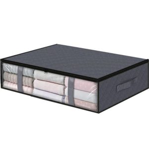 Non-woven Foldable Clothing Storage Bag Quilt Blanket Packing Bag (Gray)