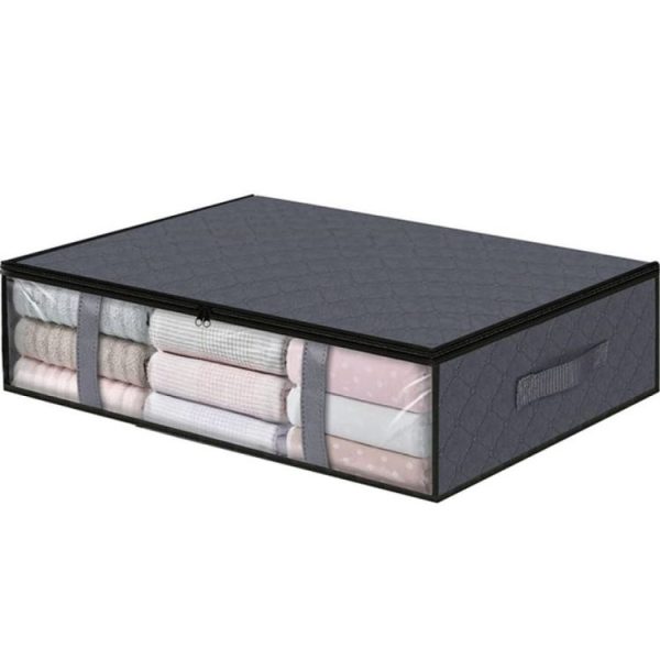 Non-woven Foldable Clothing Storage Bag Quilt Blanket Packing Bag (Gray)