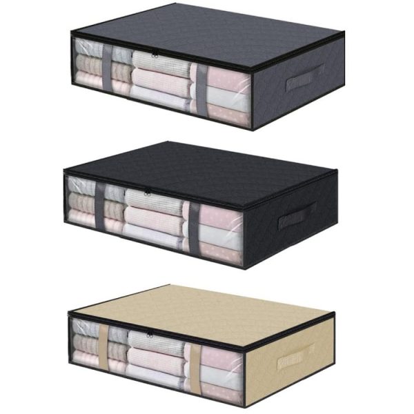 Non-woven Foldable Clothing Storage Bag Quilt Blanket Packing Bag (Gray) - Image 2