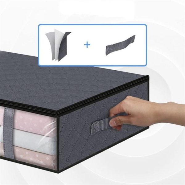Non-woven Foldable Clothing Storage Bag Quilt Blanket Packing Bag (Gray) - Image 5
