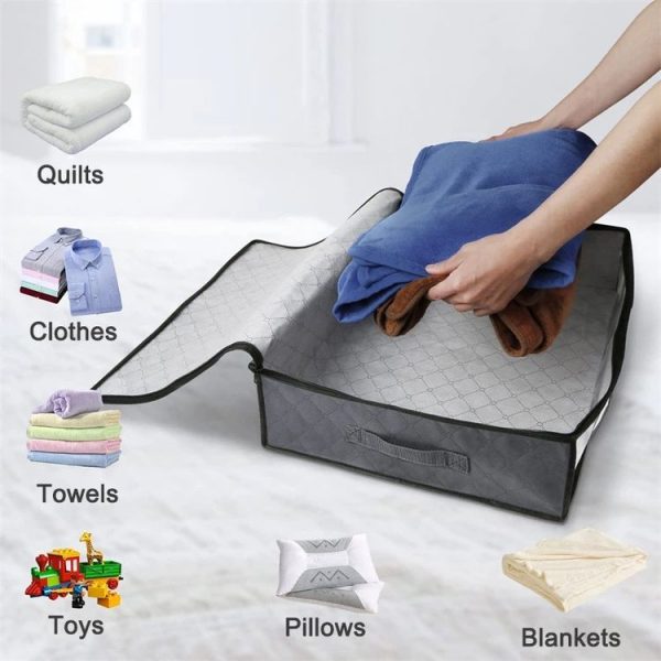 Non-woven Foldable Clothing Storage Bag Quilt Blanket Packing Bag (Gray) - Image 6