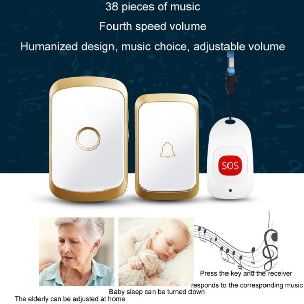 CACAZI C20 Two To Three Wireless Pager For The Elderly Home Care Waterproof Emergency Pager, EU Plug (Black) - Image 9