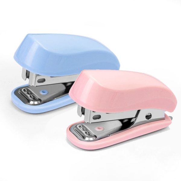 Deli Macaron Color Stapler + 640 Staples Set Small Mini Stapler Stationery (Blue) - Image 2