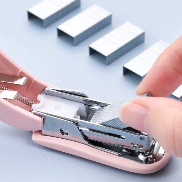 Deli Macaron Color Stapler + 640 Staples Set Small Mini Stapler Stationery (Blue) - Image 3