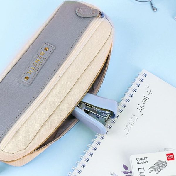 Deli Macaron Color Stapler + 640 Staples Set Small Mini Stapler Stationery (Blue) - Image 7