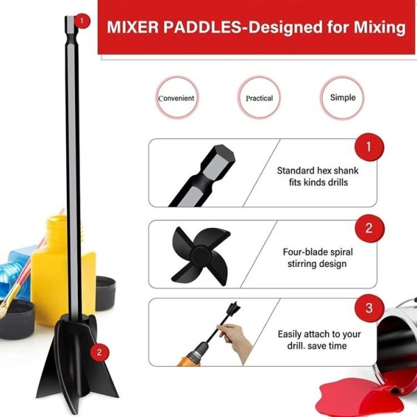 Paint and Resin Epoxy Mixer Paddle Attachment for Drill (Red) - Image 4