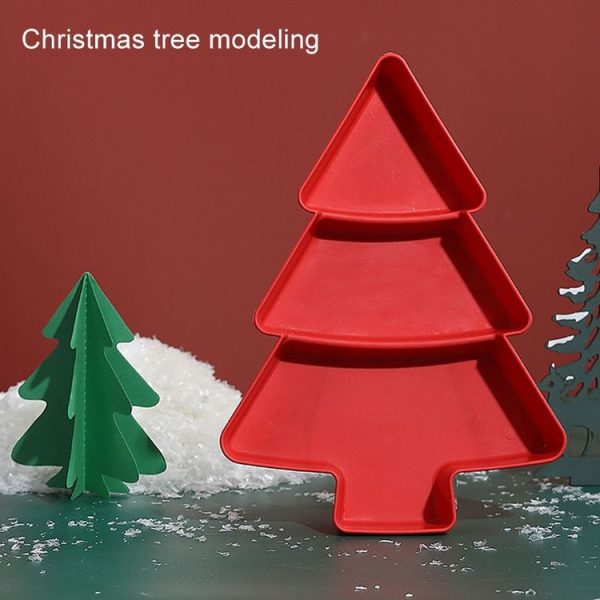Christmas Tree Shape Fruit Discs Compartmentalized Home Snack Dish Plastic Candy Dried Fruit Melon Seed Organizer (White) - Image 5