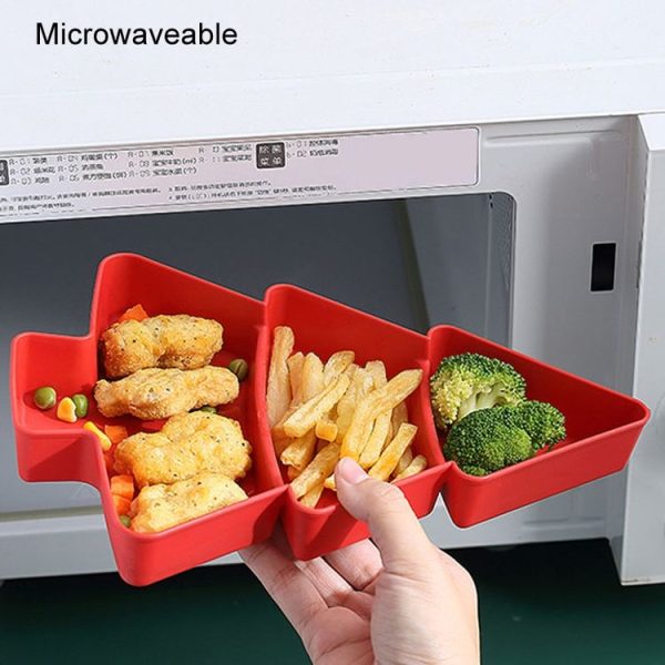 Christmas Tree Shape Fruit Discs Compartmentalized Home Snack Dish Plastic Candy Dried Fruit Melon Seed Organizer (White) - Image 7