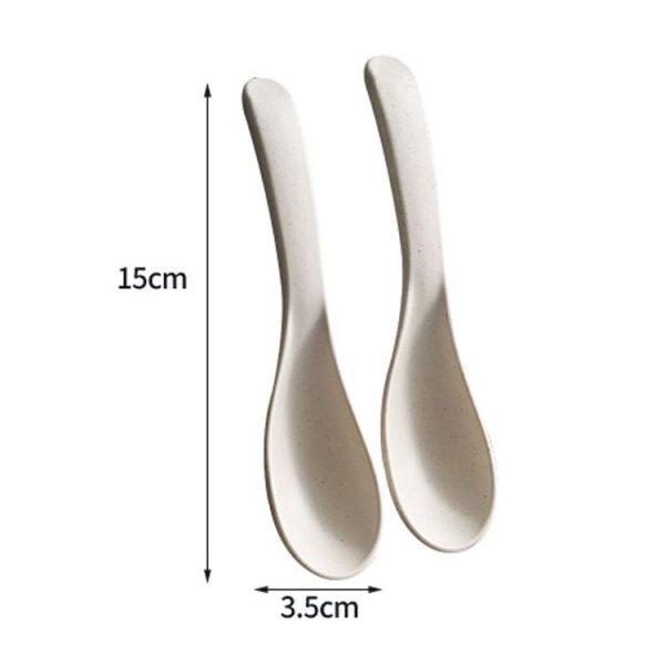 5pcs Wheat Straw Plastic Baby Small Spoon (Color Random Delivery) - Image 2