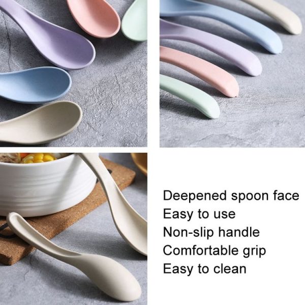 5pcs Wheat Straw Plastic Baby Small Spoon (Color Random Delivery) - Image 3