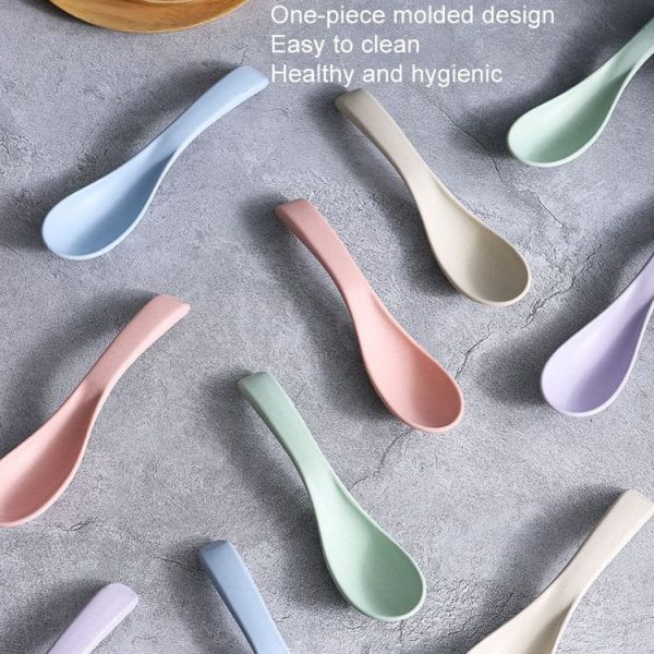 5pcs Wheat Straw Plastic Baby Small Spoon (Color Random Delivery) - Image 4