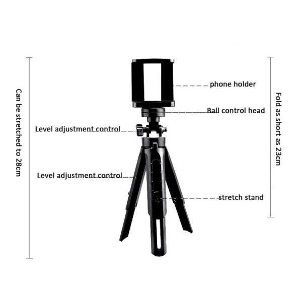 Portable Tabletop Camera Phone Tripod With Ball Head Removable Mini Selfie Tripod (Black) - Image 5