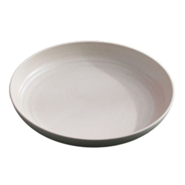 8 inch Wheat Straw Circular Home Vegetable Dish Portable Outdoor Plastic Anti -Fall Fruit Breakfast Plate (Beige)