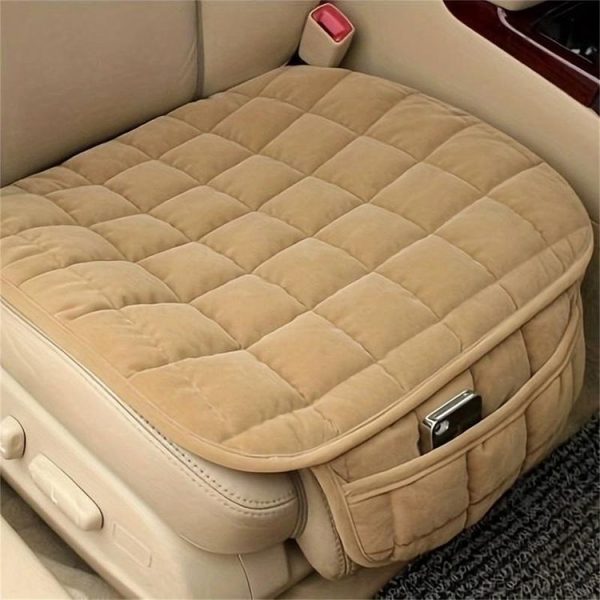 Car Winter Backless Plush Non-slip Non-binding Seat Cushion, Color: Front Row Beige - Image 6