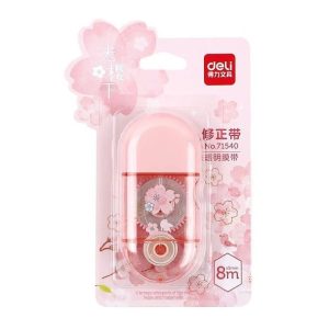 Deli 5mm x 8m Cherry Blossom Correction Tape Cute Portable Corrector Stationery (Random Color)