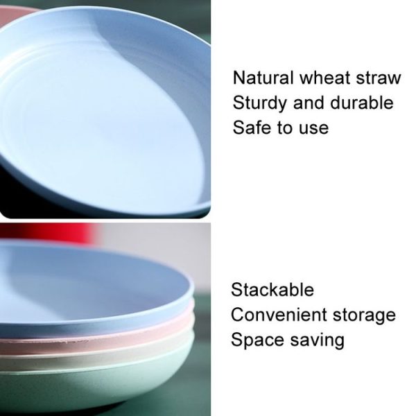 10 inch Wheat Straw Plastic Disk Round House Disk Fruit Plate (Beige) - Image 3