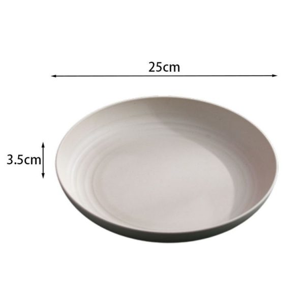 10 inch Wheat Straw Plastic Disk Round House Disk Fruit Plate (Beige) - Image 5