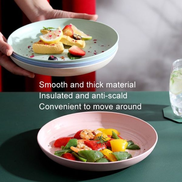 10 inch Wheat Straw Plastic Disk Round House Disk Fruit Plate (Beige) - Image 7