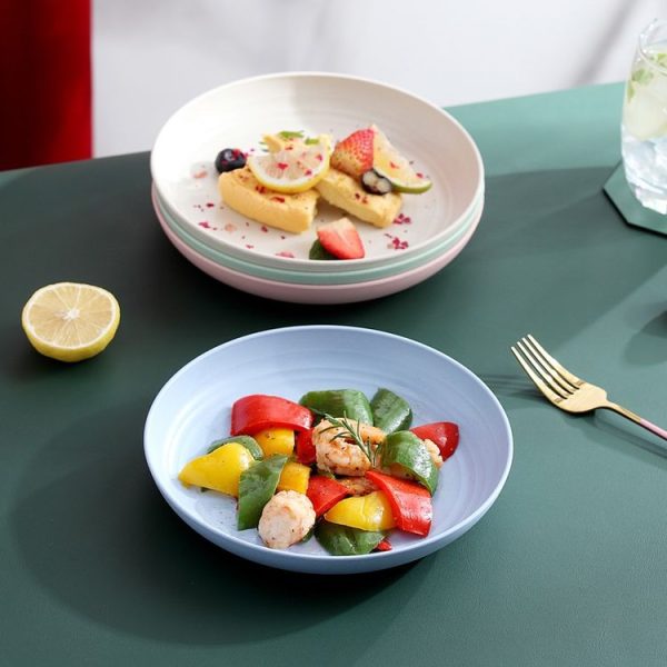 10 inch Wheat Straw Plastic Disk Round House Disk Fruit Plate (Beige) - Image 9