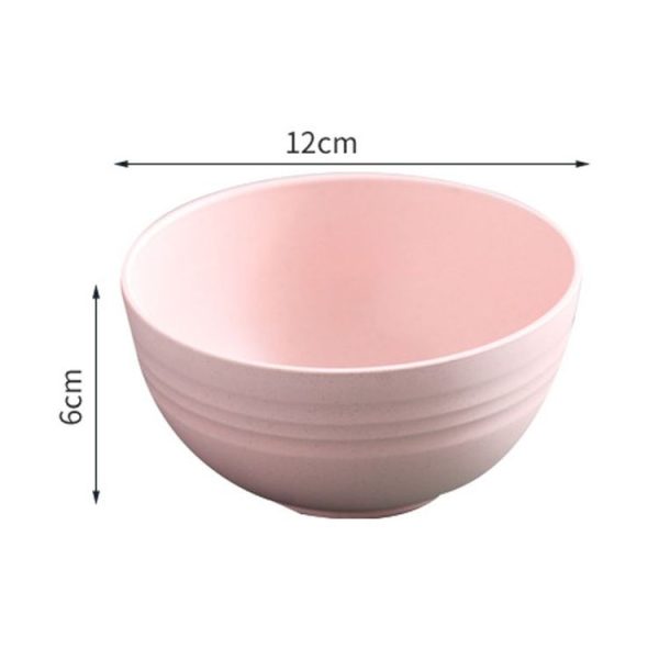 5pcs 4.5 Inch Wheat Straw Bowl House Children Small Bowl Plastic Soup Bowl (Beige) - Image 3