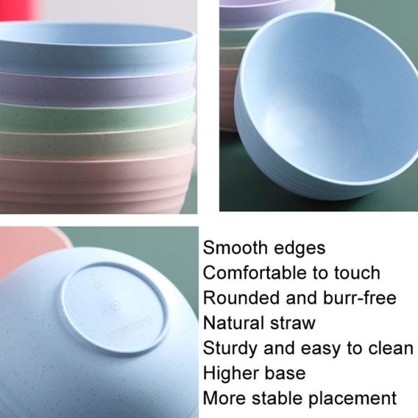 5pcs 4.5 Inch Wheat Straw Bowl House Children Small Bowl Plastic Soup Bowl (Beige) - Image 4