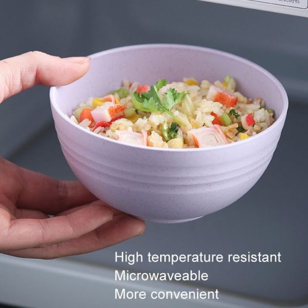 5pcs 4.5 Inch Wheat Straw Bowl House Children Small Bowl Plastic Soup Bowl (Beige) - Image 8