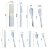 4 In 1 Portable Wheat Straw Tableware Set Outdoor Travel Storage Tableware Box, Style: A With Chopsticks (Beige) - Image 7
