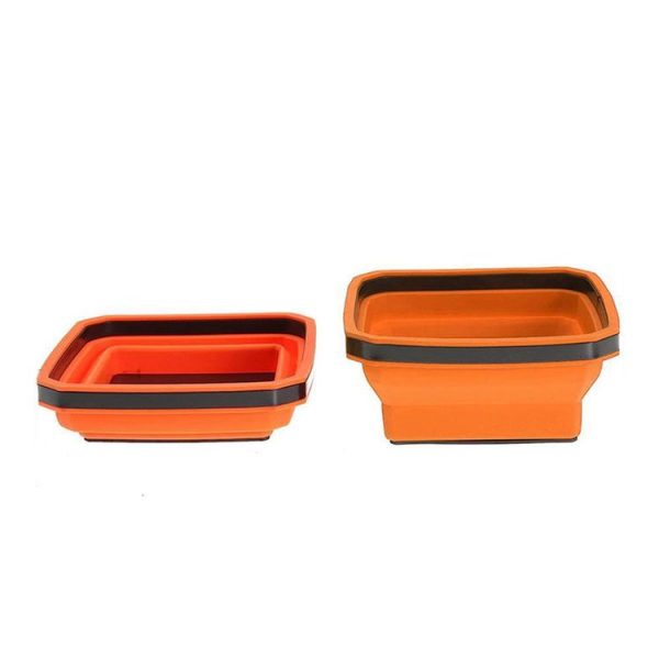Square Silicone Foldable Magnetic Parts Tray For Small Parts And Tools (Orange)