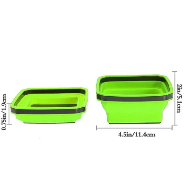 Square Silicone Foldable Magnetic Parts Tray For Small Parts And Tools (Orange) - Image 4