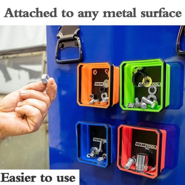 Square Silicone Foldable Magnetic Parts Tray For Small Parts And Tools (Orange) - Image 6