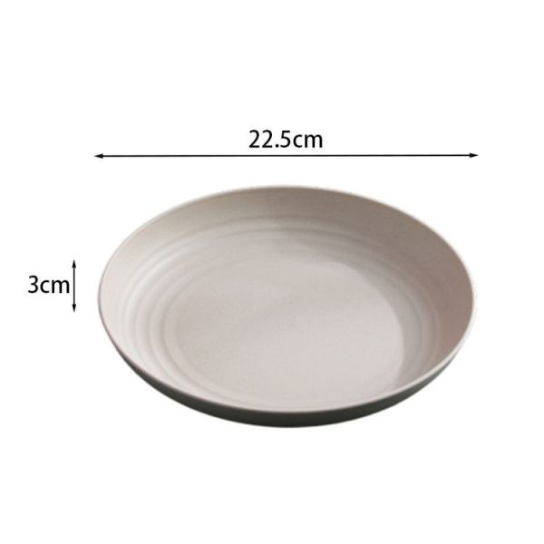 9 inch Wheat Straw Vegetable Disk Home Plastic Round Simple Dish (Beige) - Image 5