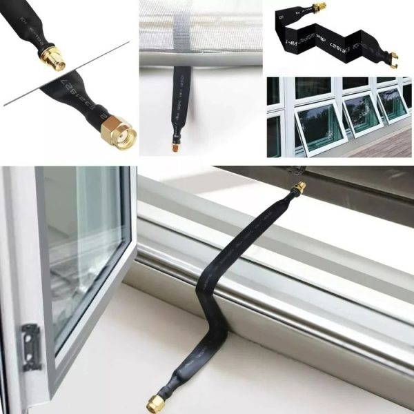 RP-SMA Male To Female Fiberglass Antenna Through Wall Adapter Cable Flat Window Cable (20cm) - Image 5