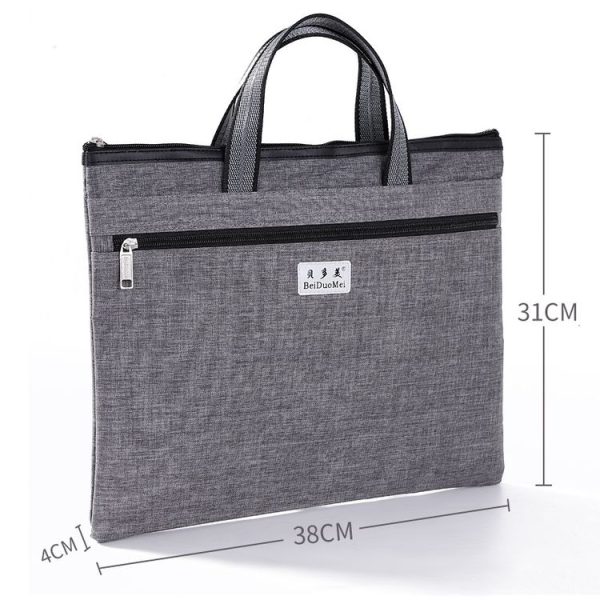 BeiDuoMei Thickened Oxford Cloth Briefcase Portable File Bag A4 Storage File Package (Grey) - Image 2