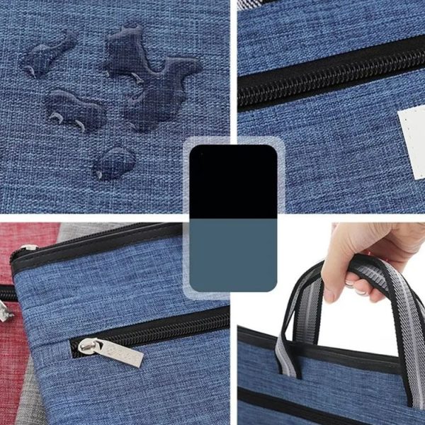 BeiDuoMei Thickened Oxford Cloth Briefcase Portable File Bag A4 Storage File Package (Grey) - Image 7
