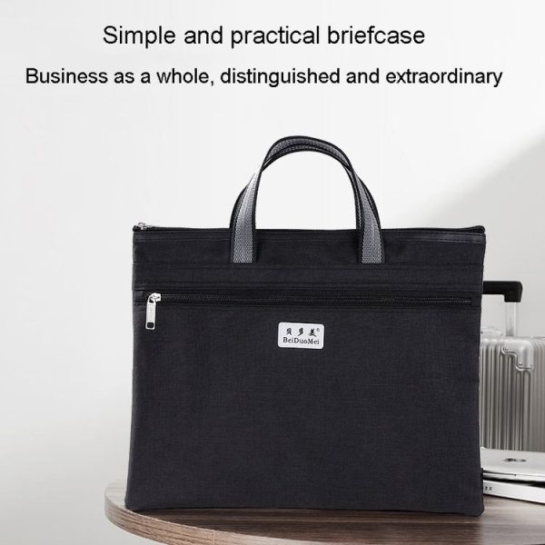 BeiDuoMei Thickened Oxford Cloth Briefcase Portable File Bag A4 Storage File Package (Grey) - Image 8