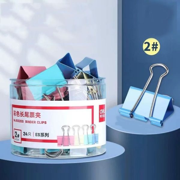 Deli 24pcs / Box 41mm Long Tail Ticket Clip Metal Dovetail Clip, Spec: 8552ES Colorful