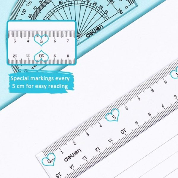 Deli 4-in-1 Ruler Set for Students Ruler Stationery Set, Model: 79529 - Image 6