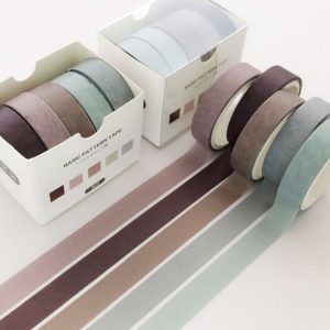 5rolls / Box 3m Washi DIY Decoration Handbook Tape Set, Color: Ocher