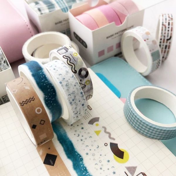 5rolls / Box 3m Washi DIY Decoration Handbook Tape Set, Color: Ocher - Image 3