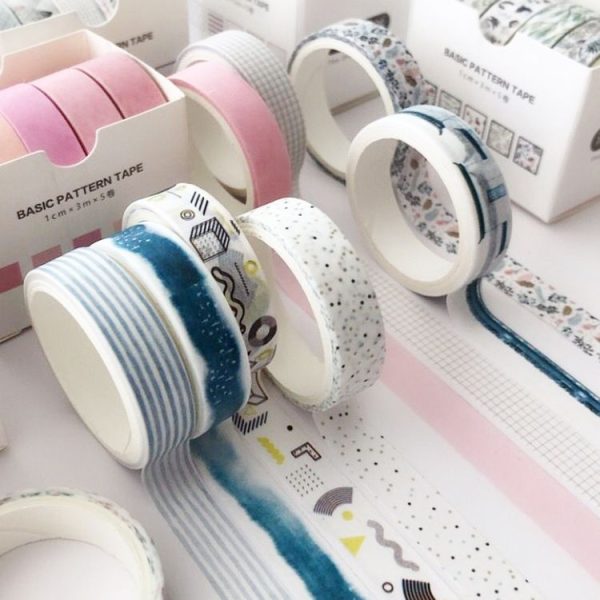 5rolls / Box 3m Washi DIY Decoration Handbook Tape Set, Color: Ocher - Image 4