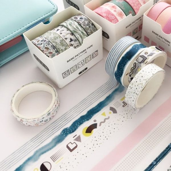 5rolls / Box 3m Washi DIY Decoration Handbook Tape Set, Color: Ocher - Image 5