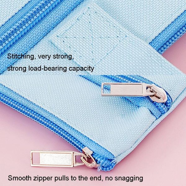 Zipper Canvas File Bags A4 Folder Pouch For Students Portable Handbag, Style: Polar Bear (Blue) - Image 3