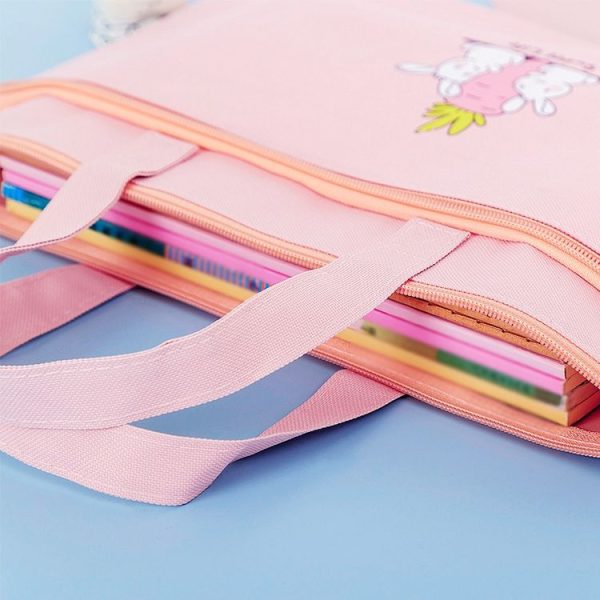 Zipper Canvas File Bags A4 Folder Pouch For Students Portable Handbag, Style: Polar Bear (Blue) - Image 5