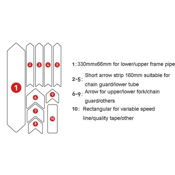 ENLEE 10pcs / Set Mountain Bike Frame Anti-Scratch Sticker Waterproof Protective Film For Cycling Equipment, Model: Transparent Model - Image 2