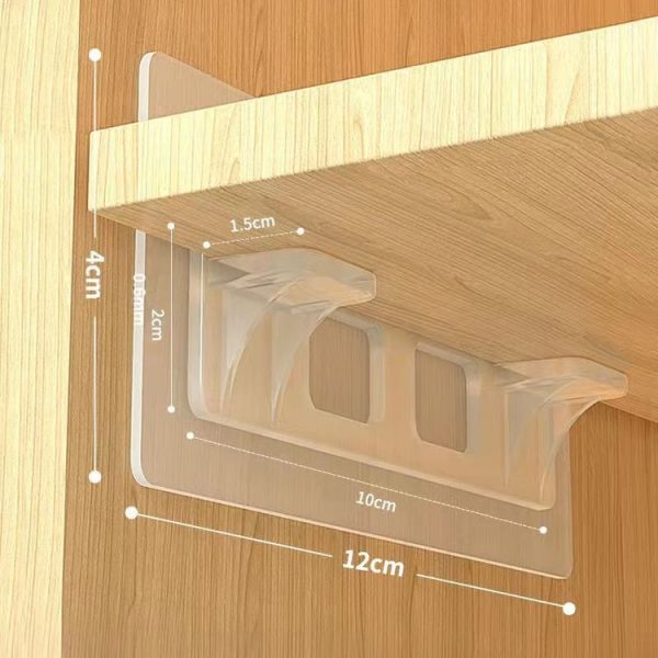 5pcs Long Double Row Partition Tray Adhesive Shelf Support Plastic Closet Cabinet Shelf Support Clip Punch Free Wall Hanger Sticker - Image 2