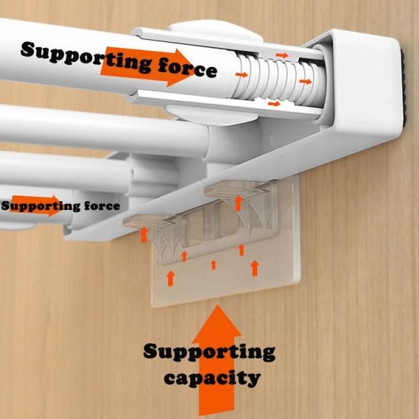 5pcs Long Double Row Partition Tray Adhesive Shelf Support Plastic Closet Cabinet Shelf Support Clip Punch Free Wall Hanger Sticker - Image 3