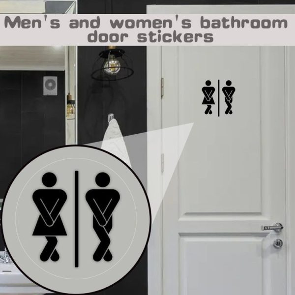 Men Women Sanitary Door Sticker Matte Material Waterproof Oilproof PVC Sticker - Image 3