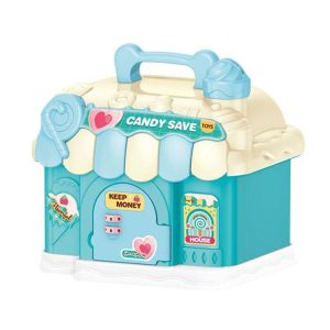 18 x 15 x 16.5cm Candy House Childrens Cartoon Coin Bank Small House Savings Jar Toys (Sky Blue)